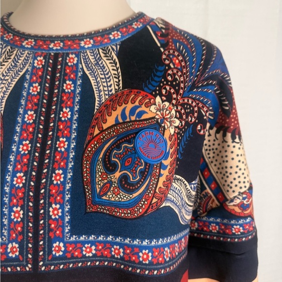 Farm Rio Boho Paisley Striped Sweatshirt Pullover – Size M - Picture 2 of 10